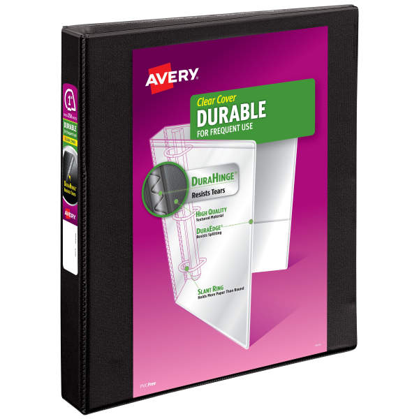 1" Durable View Binder, Black Binder